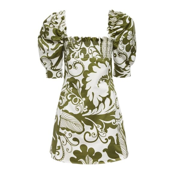 LA DOUBLEJ Abstract Print Puff-sleeve Sexy Dress - Picture 7 of 16